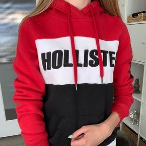 Hollister Hoodie with Red White and Black Stripes